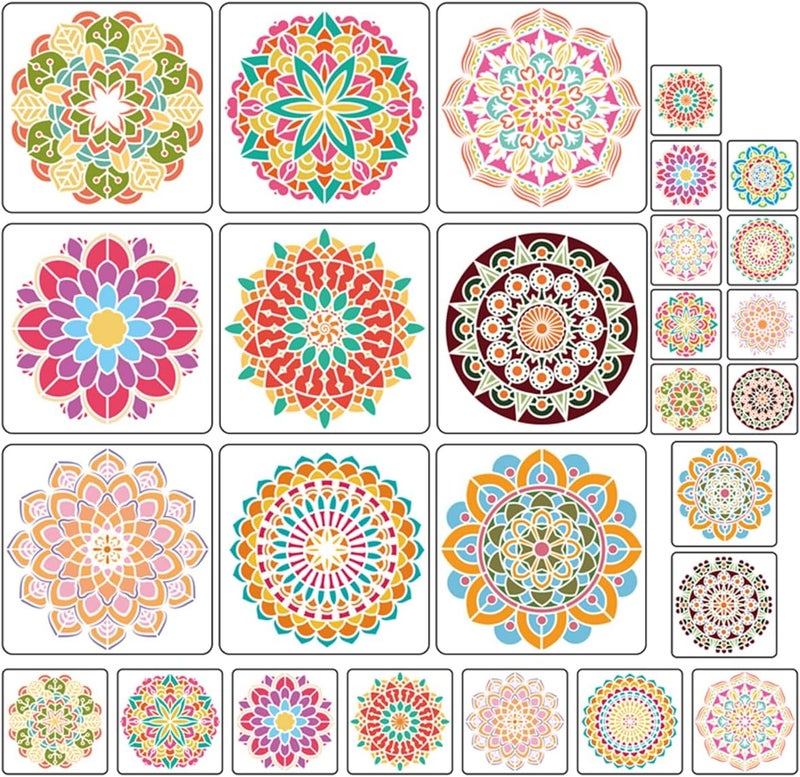 BONMOSS 9 Pack Mandala Stencils for Painting,Reusable Paint Drawing Templates for Painting on Wood Floor Wall Canvas Tile Fabric,Creative Mandala Stencils for DIY Art Projects & Home Decor (6 inch) - Image 2
